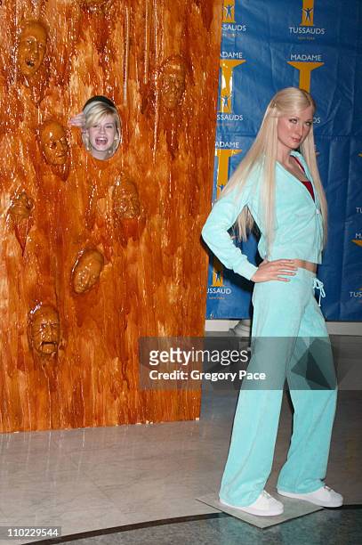 Elisha Cuthbert and Paris Hilton wax figure during The Cast of "House of Wax" Launches "Chamber Live! Featuring House of Wax" at Madame Tussauds at...