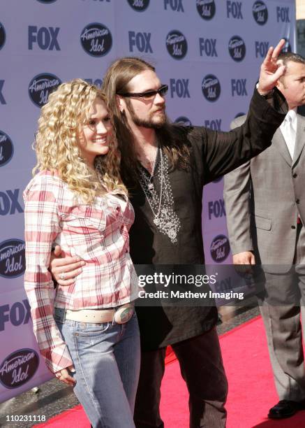 Carrie Underwood and Bo Bice during "American Idol" Season 4 - Finale - Arrivals at The Kodak Theatre in Hollywood, California, United States.