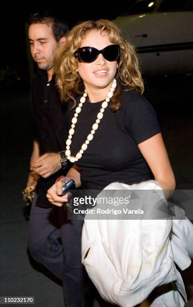 David Alvarado and Paulina Rubio during Paulina Rubio Arrives in Miami After Her American Tour - May 30, 2005 at Opalocka Airport in Miami, Florida,...
