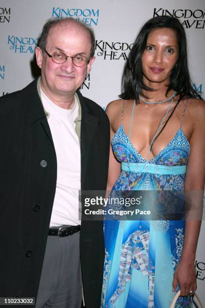 Salman Rushdie and Padma Lakshmi-Rushdie during "Kingdom of Heaven" New York City Premiere - Inside Arrivals at Ziegfeld Theater in New York City,...