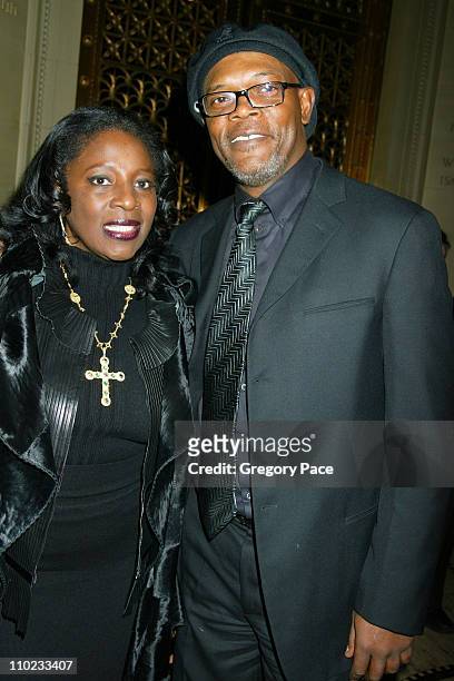 LaTanya Richardson and Samuel L. Jackson during "Julius Caesar" Broadway Opening Night - After Party at Gotham Hall in New York City, New York,...