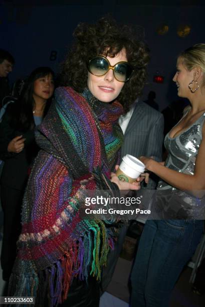 Parker Posey during Olympus Fashion Week Fall 2005 - Project Runway - Backstage and Front Row at Bryant Park Tents in New York City, New York, United...