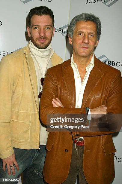 Chasez and designer Joseph Abboud during Olympus Fashion Week Fall 2005 - Joseph Abboud - Backstage and Front Row at Bryant Park Tents in New York...