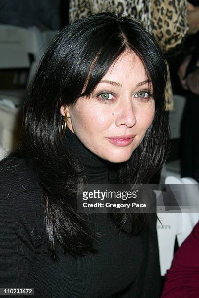 Shannen Doherty during Olympus Fashion Week Fall 2005 - Joseph Abboud - Backstage and Front Row at Bryant Park Tents in New York City, New York,...