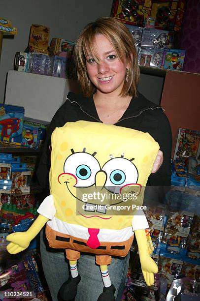 Sarah Hughes poses with SpongeBob SquarePants toy during 12th Annual Kids for Kids Celebrity Carnival to Benefit the Elizabeth Glaser Pediatric AIDS...