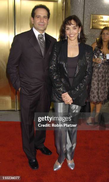 Tony Shalhoub and Brooke Adams during 59th Annual Tony Awards - Outside Arrivals at Radio City Music Hall in New York City, New York, United States.