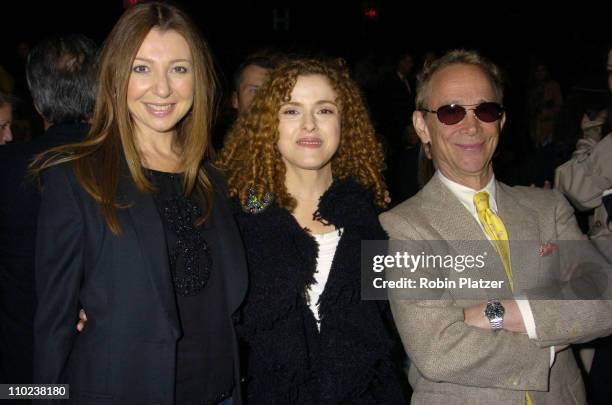 Donna Murphy, Bernadette Peters and Joel Grey during Olympus Fashion Week Fall 2005 - Bill Blass - Backstage and Front Row at The Tents at Bryant...