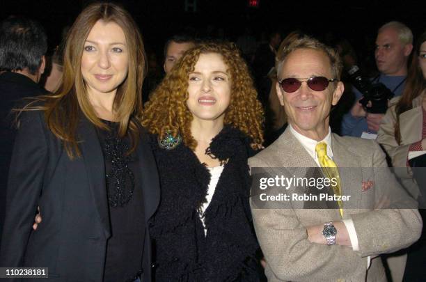 Donna Murphy, Bernadette Peters and Joel Grey during Olympus Fashion Week Fall 2005 - Bill Blass - Backstage and Front Row at The Tents at Bryant...