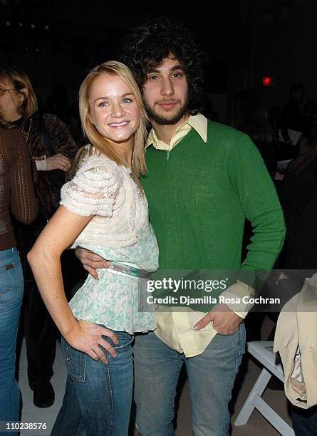 Kate Reinders and Jack Antonoff during Olympus Fashion Week Fall 2005 - Rebecca Taylor - Front Row at The Plaza, Bryant Park in New York City, New...