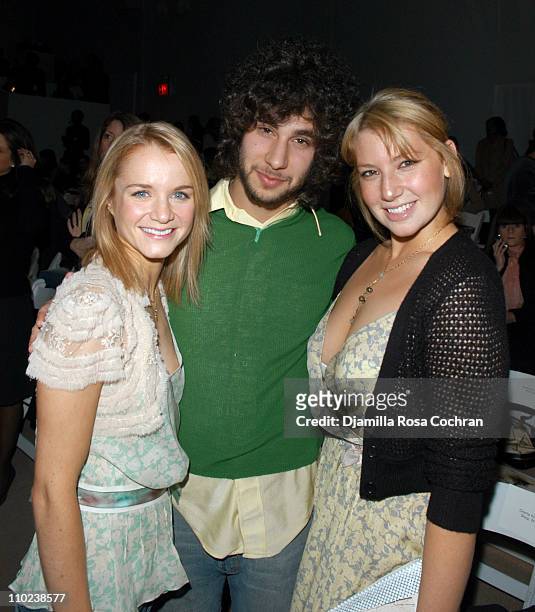 Kate Reinders, Jack Antonoff and Ari Graynor during Olympus Fashion Week Fall 2005 - Rebecca Taylor - Front Row at The Plaza, Bryant Park in New York...