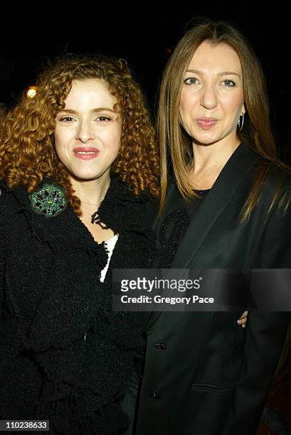 Bernadette Peters and Donna Murphy during Olympus Fashion Week Fall 2005 - Bill Blass - Front Row and Backstage at Bryant Park Tents in New York...