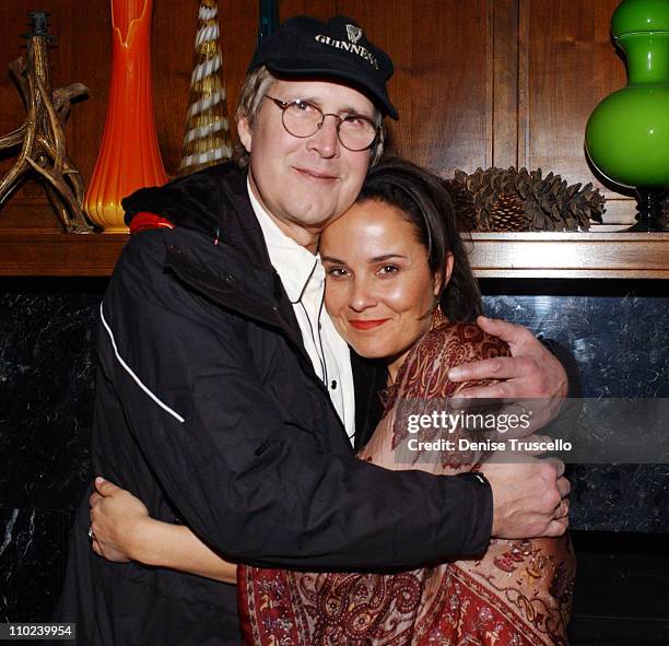 Chevy Chase and Rebecca Rigg during 2005 Park City - "Ellie Parker" Dinner at Levi's Ranch in Park City, Utah, United States.