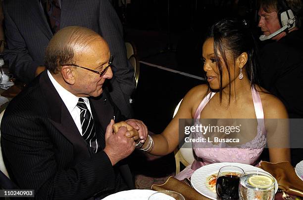 Clive Davis and Janet Jackson during Clive Davis' 2005 Pre-GRAMMY Awards Party - Dinner and Show at Beverly Hills Hotel in Beverly Hills, California,...