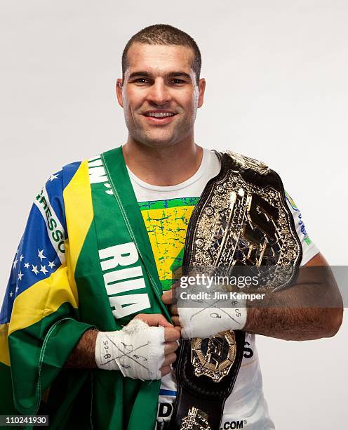 Mauricio "Shogun" Rua poses for a portrait backstage after defeating Lyoto Machida at UFC 113 on May 8, 2010 in Montreal, Quebec, Canada.