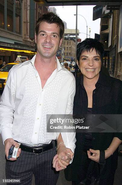 Jason Drew and Liza Minnelli during "Lennon" Broadway Opening Night - Outside Arrivals at The Broadhurst Theatre in New York City, New York, United...