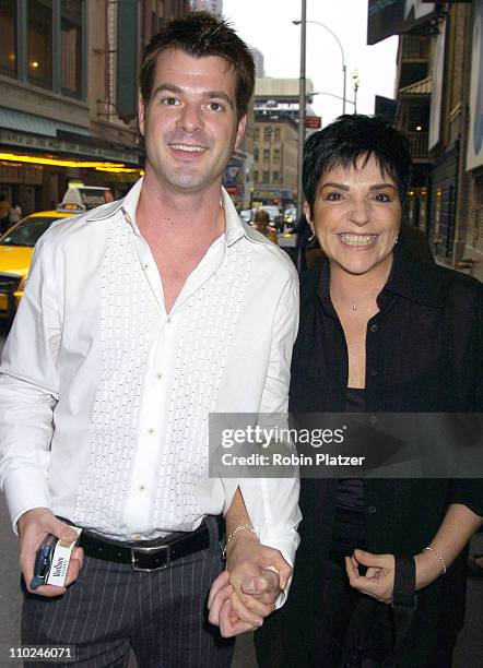 Jason Drew and Liza Minnelli during "Lennon" Broadway Opening Night - Outside Arrivals at The Broadhurst Theatre in New York City, New York, United...
