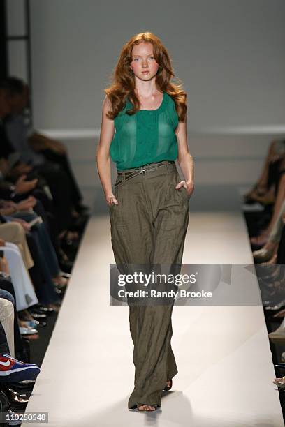 Lily Cole wearing Kenneth Cole Spring 2006 during Olympus Fashion Week Spring 2006 - Kenneth Cole - Runway at Bryant Park in New York City, New York,...