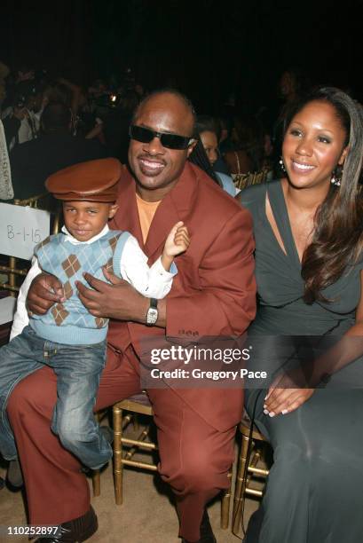 Stevie Wonder with son Kailand and daughter Aisha Morris