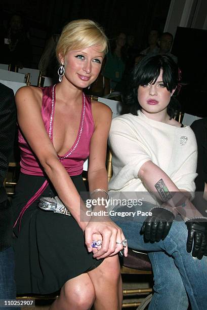 Paris Hilton and Kelly Osbourne during Olympus Fashion Week Spring 2006 - Kai Milla - Inside Arrivals and Front Row at Celeste Bartos Forum, New York...