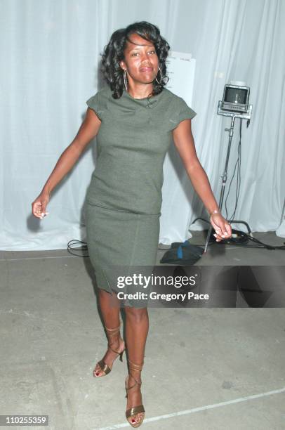 Regina King during Olympus Fashion Week Spring 2006 - Roland Mouret - Sponsored by Motorola - Front Row and Backstage at Skylight Studios in New York...