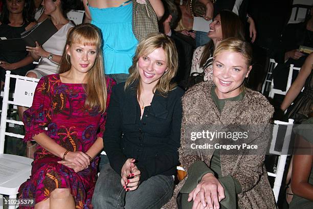 Tara Subkoff, Scarlett Johansson and Jaime King during Olympus Fashion Week Spring 2006 - Roland Mouret - Sponsored by Motorola - Front Row and...