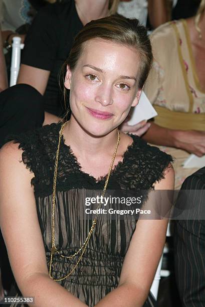 Piper Perabo during Olympus Fashion Week Spring 2006 - Roland Mouret - Sponsored by Motorola - Front Row and Backstage at Skylight Studios in New...