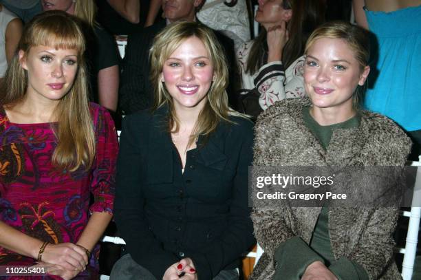 Tara Subkoff, Scarlett Johansson and Jaime King during Olympus Fashion Week Spring 2006 - Roland Mouret - Sponsored by Motorola - Front Row and...