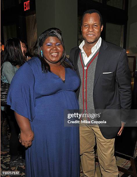 Actress Gabourey Sidibe and screenwriter Geoffrey Fletcher attend the after party for the Cinema Society & Montblanc screening of "Cracks" at the...