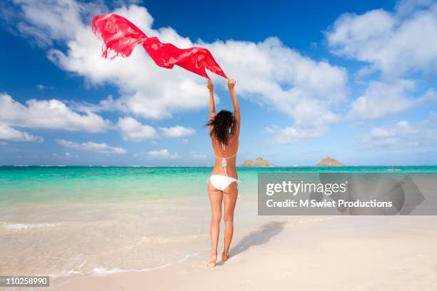 woman beach fun - lanikai beach stock pictures, royalty-free photos & images