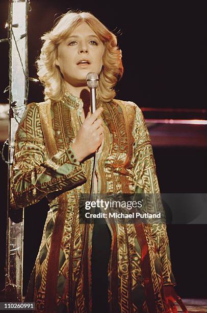 Marianne Faithfull performing on a TV show, London, 1975.