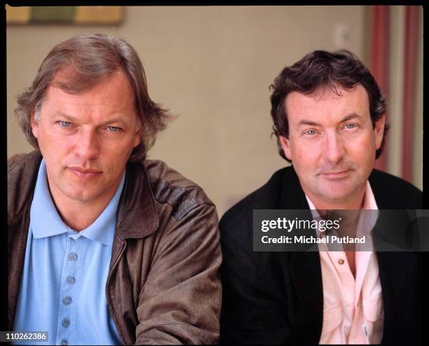 David Gilmour and Nick Mason of Pink Floyd, portrait, London, May 1988.