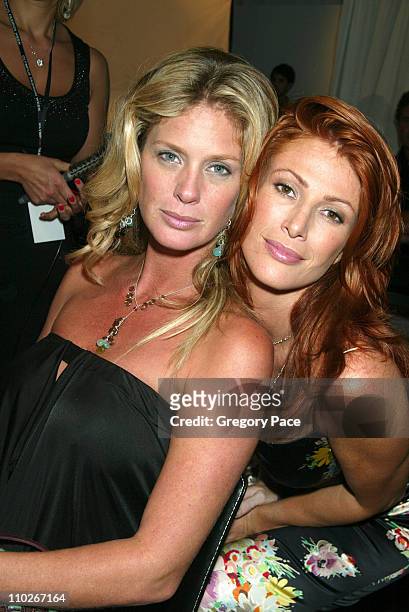 Rachel Hunter and Angie Everhart during Olympus Fashion Week Spring 2006 - Fashion For Relief - Backstage and Front Row at Bryant Park in New York...