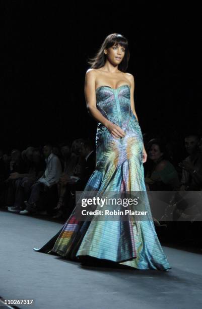 Veronica Webb during Olympus Fashion Week Spring 2006 - Fashion For Relief - Runway at The Tents at Olympus Fashion Week in New York, New York,...