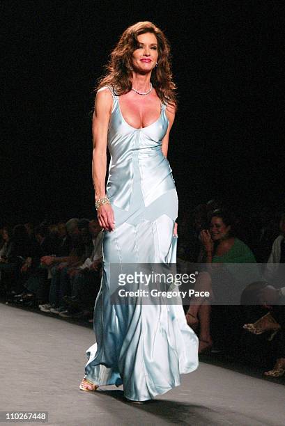 Janice Dickinson during Olympus Fashion Week Spring 2006 - Fashion For Relief - On the Runway at Bryant Park in New York City, New York, United...