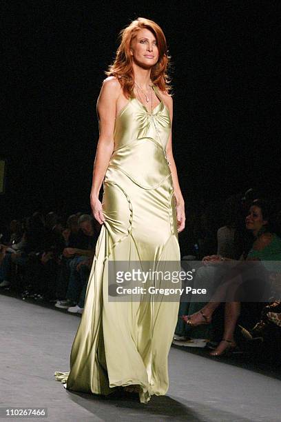 Angie Everhart during Olympus Fashion Week Spring 2006 - Fashion For Relief - On the Runway at Bryant Park in New York City, New York, United States.