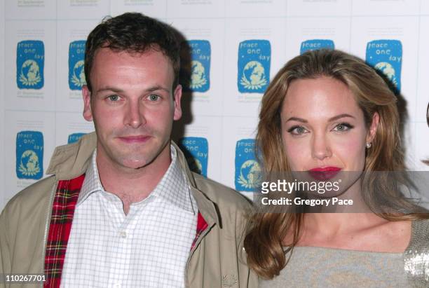 Jonny Lee Miller and Angelina Jolie during ''Peace One Day'' New York City Screening - Inside Arrivals and Green Room at Ziegfeld Theater in New York...