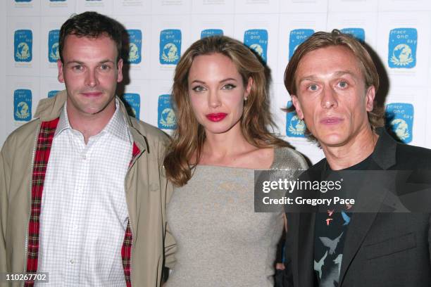 Jonny Lee Miller, Angelina Jolie and Jeremy Gilley, director of the film