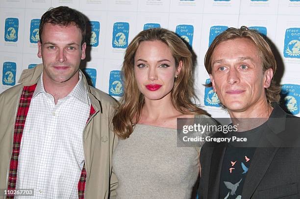 Jonny Lee Miller, Angelina Jolie and Jeremy Gilley, director of the film