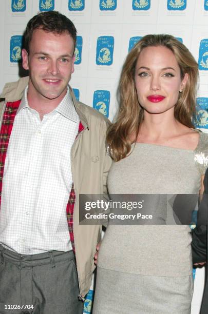 Jonny Lee Miller and Angelina Jolie during ''Peace One Day'' New York City Screening - Inside Arrivals and Green Room at Ziegfeld Theater in New York...