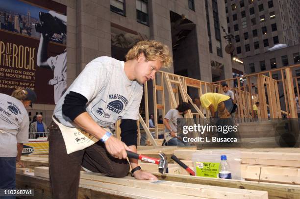 Carson Kressley volunteers for Habitat for Humanity building homes for displaced Hurricane Katrina victims during "Make A Difference Today" week at...