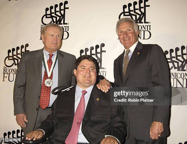 Jack Nicklaus, Marc and Nick Buoniconti during The 20th Annual Great Sports Legends Dinner Benefiting The Miami Project to Cure Paralysis at The...