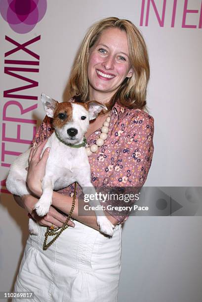 Celerie Kemble with her dog Anchovie during Intermix Opens Flagship Store In SoHo at Intermix, SoHo in New York City, New York, United States.