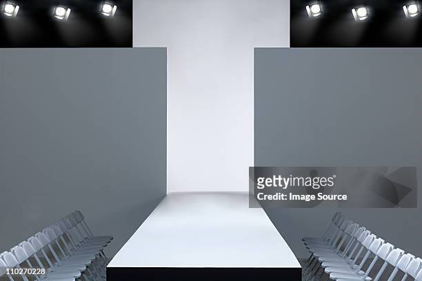 fashion show and empty catwalk - catwalk stock pictures, royalty-free photos & images