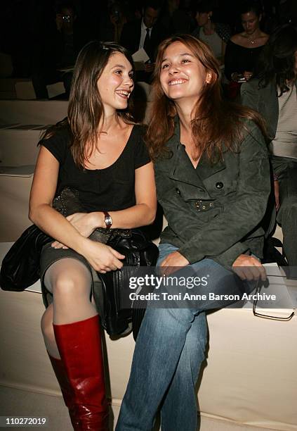 Barbara Schulz and Virginie Ledoyen during Paris Fashion Week - Pret a Porter Spring/Summer 2006 - Celine - Front Row at Tuileries in Paris, France.