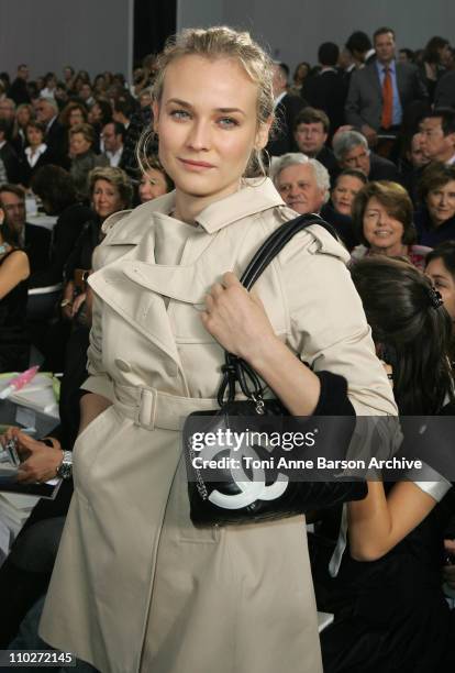 Diane Kruger during Paris Fashion Week - Pret a Porter Spring/Summer 2006 - Chanel - Front Row at Grand Palais in Paris, France.
