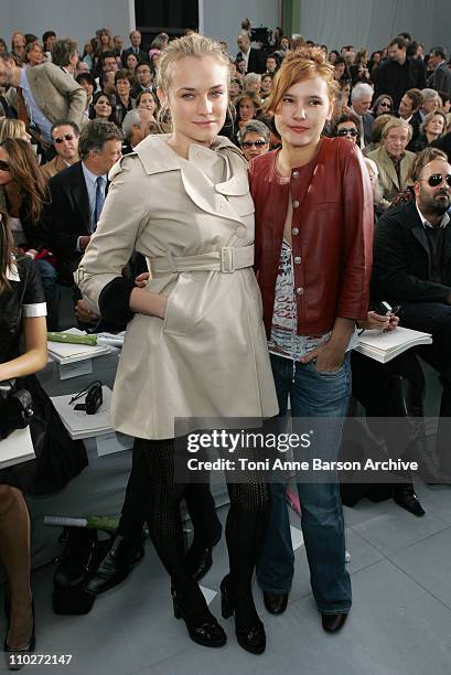 Diane Kruger and Virginie Ledoyen during Paris Fashion Week - Pret a Porter Spring/Summer 2006 - Chanel - Front Row at Grand Palais in Paris, France.