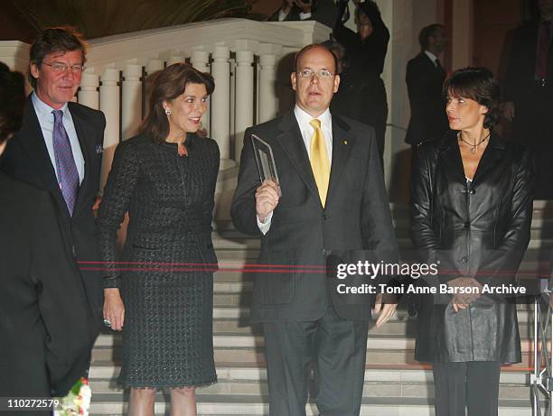 Ernst August of Hanover, Princess Caroline of Hanover, HSH Prince Albert II of Monaco cutting the laser ribbon and Princess Stephanie of Monaco