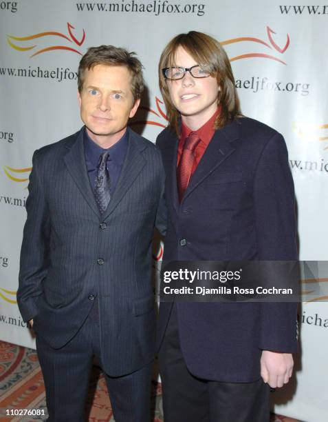 Michael J. Fox and Sam Michael Fox during "A Funny Thing Happened on the Way to Cure Parkinson's" Benefit for The Michael J. Fox Foundation at The...