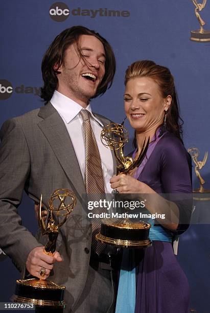 Tom Pelphrey, winner of Outstanding Younger Actor in a Drama Series and Gina Tognoni, winner of Outstanding Supporting Actress in a Drama Series