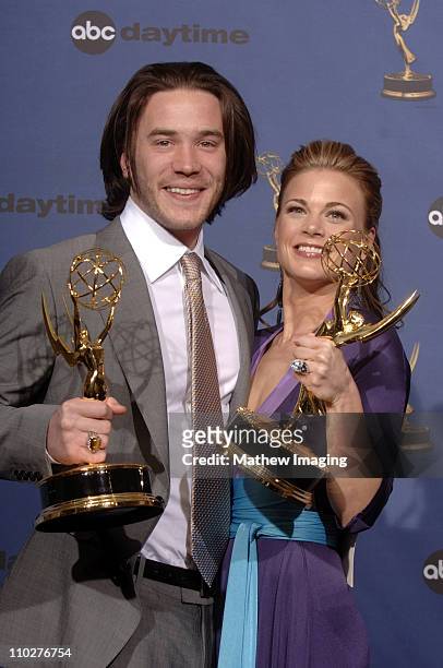 Tom Pelphrey, winner of Outstanding Younger Actor in a Drama Series and Gina Tognoni, winner of Outstanding Supporting Actress in a Drama Series